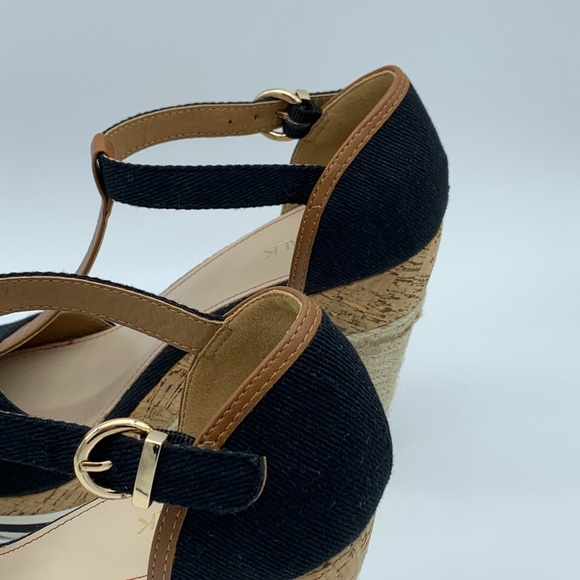 Catwalk Braided Open Toe Wedge Blue Tan Brown 10 - Picture 6 of 9